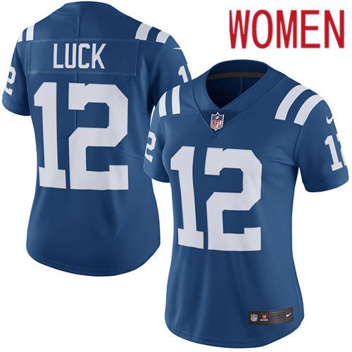 Women Indianapolis Colts #12 Andrew Luck Nike Royal Blue Rush Limited NFL Jersey->women nfl jersey->Women Jersey